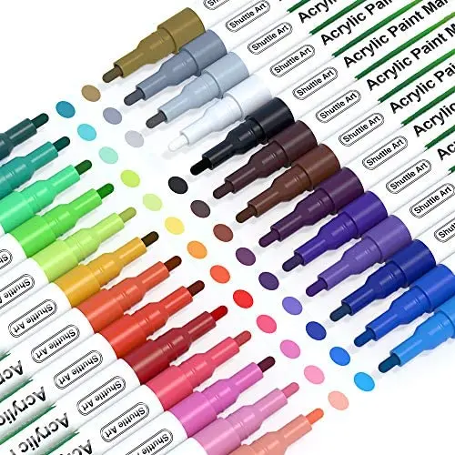 Paint Pens, Shuttle Art 26 Colors Acrylic Paint Markers, Low-Odor Water-Based Quick Dry Paint Markers for Rock, Wood, Metal, Plastic, Glass, Canvas, Ceramic Paint Pens, Shuttle Art 26 Colors Acrylic Paint Markers, Low-Odor Water-Based Quick Dry Paint Markers for Rock, Wood, Metal, Plastic, Glass, Canvas, Ceramic