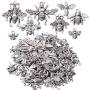 72 Pieces Assorted Antique Silver Honey Bee Charms Metal Fly Insect Charms Pendants Craft Supplies for Jewelry Making, 8 Styles