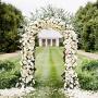 BalsaCircle White Decorative Metal Wedding Arch for Ceremony Outdoor Indoor Bridal Party Photo Booth Decorations