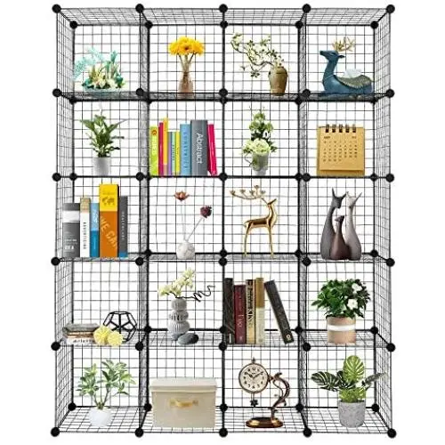 VINGLI Wire Cube Storage, 20-Cube Organizer Metal Grids Shelves, Stackable Storage Bins Multifunction Shelving Unit Modular Cubbies Organizer Bookcase for Home Office (20-Cube) VINGLI Wire Cube Storage, 20-Cube Organizer Metal Grids Shelves, Stackable Storage Bins Multifunction Shelving Unit Modular Cubbies Organizer Bookcase for Home Office (20-Cube)