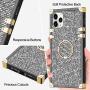 Wollony for iPhone 11 Pro Max Case with Kickstand Ring Holder Square Edge for Hippie Women Retro Bling Soft Protective Metal Reinforced Corners Shockproof Cover for iPhone 11 Pro Max 6.5inch Diamond