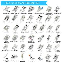 SIMPZIA Sewing Machine Presser Foot Set 43 pcs Sewing Foot Kit with Low Shank Adapter& Manual,Compatible with Brother,Janome,Singer,Elna,Babylock,Toyota,New Home,Simplicity,Necchi,Kenmore, White