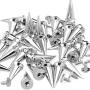 RUBYCA 25MM 10 Sets Large Metal Big Tree Spikes and Studs Metallic Screw-Back for DIY Leather-Craft Silver Color