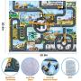Construction Vehicle Truck Toy Set - 64PCS Kids Engineering Truck Playset with Play Mat, Crane, Cement, Fuel Truck, Wheel Loader with 3 Interchangeable Parts, Birthday for Boys Toddlers
