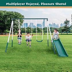 MaxKare Metal Swing Set for Backyard with Slides Baby Medium and Large Playground Swing Set Suitable for Kids Toddlers Porch Backyard 2 in 1 Game Set Outdoor and Indoor