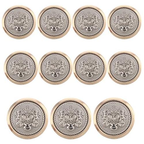 11 Pieces Polished Gold with Inlaid Silver Metal ~Lion & Stallion Royal Crest Shank Style Sport Coat Blazer Button Set