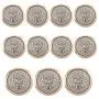 11 Pieces Polished Gold with Inlaid Silver Metal ~Lion & Stallion Royal Crest Shank Style Sport Coat Blazer Button Set