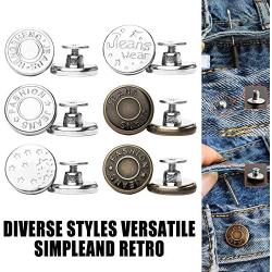 Pants Extender Button, Celendi 6 Style Jeans Waistband Extend or Reduce Button No Sew Metal Collar Button Pregnancy Pant Extenders Elastic Spring Buttons for Jeans, Collars, Cuffs - US Shipping