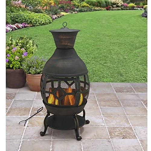 B H & G C0. Better Homes and Gardens Antique Bronze Cast Iron Chiminea, Durable cast Iron Construction!