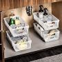 madesmart 2-Tier Organizer Bath Collection Slide-out Baskets with Handles, Space Saving, Multi-purpose Storage & BPA-Fre, Large, Frost-with Dividers
