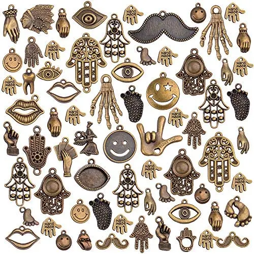 Human Body Parts Charms Collection, 100g(About 50-70 Pieces) Vintage Hand Eye Footprint Moustache Tooth Lip Smile Face Pendants for DIY Jewelry Hand Made Craft, Antique Bronze Human Body Parts Charms Collection, 100g(About 50-70 Pieces) Vintage Hand Eye Footprint Moustache Tooth Lip Smile Face Pendants for DIY Jewelry Hand Made Craft, Antique Bronze