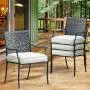 Top Space 4 Piece Metal Outdoor Wrought Iron Patio Furniture,Dinning Chairs Set with Arms and Seat Cushions (4 PC, White) Top Space 4 Piece Metal Outdoor Wrought Iron Patio Furniture,Dinning Chairs Set with Arms and Seat Cushions (4 PC, White)