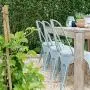 Devoko Metal Indoor-Outdoor Chairs Distressed Style Kitchen Dining Chairs Stackable Side Chairs with Back Set of 4 (Blue) Devoko Metal Indoor-Outdoor Chairs Distressed Style Kitchen Dining Chairs Stackable Side Chairs with Back Set of 4 (Blue)