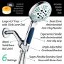 Hotel Spa Notilus Antimicrobial High Pressure Luxury Hand Shower - 6 Settings, Antimicrobial Anti-Clog Nozzles and Grip, Metal Fittings, Stainless Steel Hose / All-Chrome Finish / Top American Brand