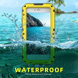 Mitywah Waterproof Case for iPhone 6 Plus, iPhone 6s Plus Heavy Duty Military Armor Metal Case, Complete Protective Strong Shockproof Dustproof Rugged Thick Case for iPhone 6 Plus/ 6s Plus, Yellow