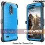 COVRWARE Iron Tank case Compatible with LG Stylo 3 / Stylo 3 Plus with Built-in Screen Protector Heavy Duty Full-Body Rugged Holster Armor Cover Brushed Metal Texture Design Belt Clip Kickstand, Blue