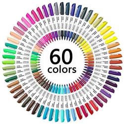 60 Colors Permanent Markers, Fine Point, Assorted Colors, Works on Plastic,Wood,Stone,Metal and Glass for Doodling, Coloring, Marking by Shuttle Art