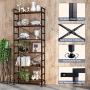 CosyStar 6-Tier Adjustable Tall Bookcase, Rustic Wood and Metal Standing Bookshelf, Industrial Vintage Book Shelf Unit, Open Back Modern Office Bookcases