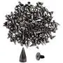 NYKKOLA 100Pcs/Set 9.5mm Silver Cone Spikes Screwback Studs DIY Craft Cool Rivets Punk - Black