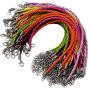 50pcs Bracelet Making Cord, Lystaii Multi Color Leather Plaited Bracelet Cords Ropes Charms with Lobster Claw Clasp for Bracelets Jewelry Making DIY Handicrafts 9.25inch Braided Ropes for Wrist