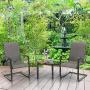 MFSTUDIO 2 Pieces Patio Dining C Spring Motion Textilene Metal Rocker Chairs Weather Resistant Garden Outdoor Modern Furniture, Sling Mesh Black Steel Frame