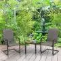 MFSTUDIO 2 Pieces Patio Dining C Spring Motion Textilene Metal Rocker Chairs Weather Resistant Garden Outdoor Modern Furniture, Sling Mesh Black Steel Frame