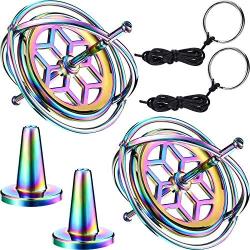 meekoo 2 Packs Metal Anti-Gravity Gyroscope Colorful Spinning Top Gyroscope Balance Toy Educational Gift