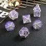 DNDND Giant DND Dice Set,7 PCS Translucent Polyhedral D&D Dice Set with Gift Metal Box for Dungeons and Dragons DND Rolling and Table Games (Translucent with Purple Number) DNDND Giant DND Dice Set,7 PCS Translucent Polyhedral D&D Dice Set with Gift Metal Box for Dungeons and Dragons DND Rolling and Table Games (Translucent with Purple Number)