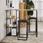 VECELO 3-Piece Pub Dining Set Counter Height Breakfast Table with Cushion Stools, Black