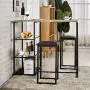 VECELO 3-Piece Pub Dining Set Counter Height Breakfast Table with Cushion Stools, Black VECELO 3-Piece Pub Dining Set Counter Height Breakfast Table with Cushion Stools, Black