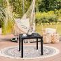 PHI VILLA Indoor Outdoor Small Metal Square Side/End Table, Patio Coffee Bistro Table, Black