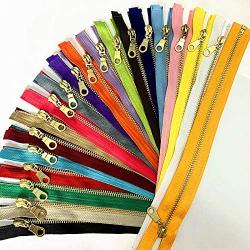 WKXFJJWZC Set of 20 Pieces 5# Brass Metal Separate Zippers in with Donut Zippers Pulls 12 Inch（20Color） (12inch)