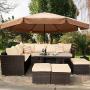 Outime 7 PCS Patio Furniture Outdoor Sectional Sofa，All Weather PE Brown Rattan Wicker Conversation Set with Khaki Cushion and Glass Table Top