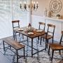 Rolanstar Rustic Dining Table for 4 People, Kitchen Table with Metal Frame, Industrial Style, for Living Room, Dining Room