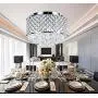 New Galaxy Lighting 4-Light Chrome Finish Round Metal Shade Crystal Chandelier Semi-Flush Mount Ceiling Fixture