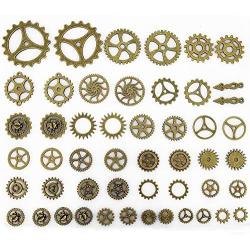 LolliBeads 230 Gram Antiqued Bronze/Silver Metal Skeleton Keys and Wings, Bronze Steampunk Watch Gear Cog Wheel, Chains, Clasps and Jump Rings DIY Kits (300 Pcs)