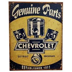 Imprints Plus Bundle Chevy Parts Pistons Retro Tin Sign Décor - Vintage Inspired Metal Sign Complete with Screws for Hanging to Display in Your Home Bar, Garage, or Restaurant [12.5''X16''] (DTSN-1722)