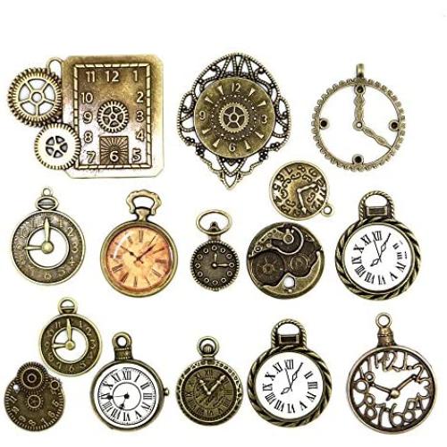 20pcs Mixed Antiqued Bronze Charms Clock Face Charm Pendant, DIY Crafts, Gears, Jewelry Making, Steampunk Pendants