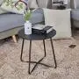 Patio Side Table Outdoor, Small Round Metal Side Table Waterproof Portable Coffee Table End Table for Garden, Porch, Balcony, Yard (Black)