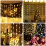 LED Window Curtain Lights, Photo Backdrop Lights Twinkle String Lights with Remote Control for Wedding Party Bedroom Wall Christmas Decorations (Warm White, 6.5 x 5 ft)