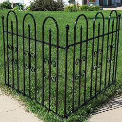 Sunnydaze 2-Piece Decorative Finial Garden Landscape Metal Border Fence, Black, 38 Inches x 49 Inches Per Panel, 8 Feet Overall