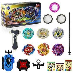 Ingooood Metal Master Fusion Gyro Toys for Kids, 6 Pieces Battling Top Battle Burst High Performance Set with 2 Launchers (H-9A)