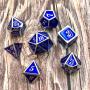 KCO DND Metal Dice Set Enamel dice 7 Pieces Metal Dice Set DND Dice Role Playing Game Dice Set with Storage Bag for RPG Dungeons and Dragons D&D Math Teaching (Dark Blue Silver)