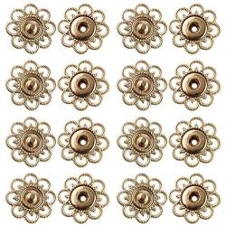DIYstore 18 Sets of Metal Sewing Buttons Metal Snap Buttons Clasp Buttons Hollow Flower Sewing Press Studs Buttons Coat Buttons Golden