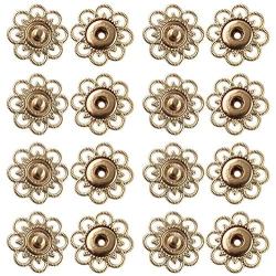 DIYstore 18 Sets of Metal Sewing Buttons Metal Snap Buttons Clasp Buttons Hollow Flower Sewing Press Studs Buttons Coat Buttons Golden