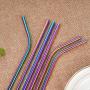 Metal Straws Stainless Steel Straws,Set of 8 10.5'' 8.5'' Reusable Rainbow Multi-Colored Drinking Straws for 30/20oz Tumbler Cold Beverage,Eco-friendly Metal Straws with 2 Cleaning Brushes 1 Case