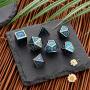 Polyhedral Metal Dices Set Zinc Alloy with Enamel Solid Metal for DND Game, Tabletop RPG, Dungeons and Dragons, Math Teaching, 7 Pieces Dice Set with Black Velvet Bag (Electrophoretic Colorful Blue)