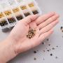 PH PandaHall 2700pcs 3 Color 5 Size Smooth Round Spacer Beads Tiny Metal Beads for Jewelry Making Supplies (Golden, Silver, Antique Bronze)