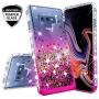 Compatible for Samsung Galaxy Note 9 Case, with [Temper Glass Screen Protector] SOGA Diamond Glitter Liquid Quicksand Cover Cute Girl Women Phone Case [Clear/Pink]