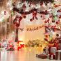 Merry Christmas Banner with Glitter Christmas Tree Snowflake Garland Party Decorations for Xmas Holiday Home Indoor Fireplace Decors